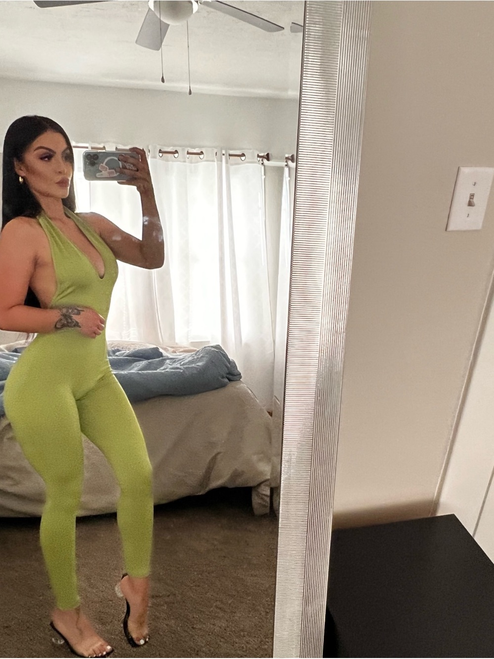 Sleeveless Halter Lime Green Jumpsuit